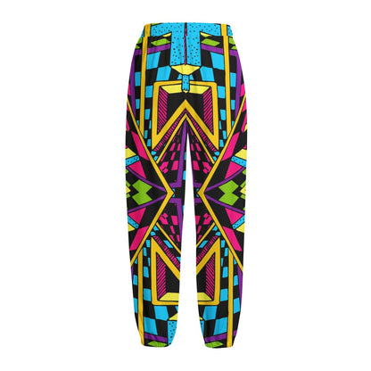 Ethnic Psychedelic Trippy Print Fleece Lined Knit Pants