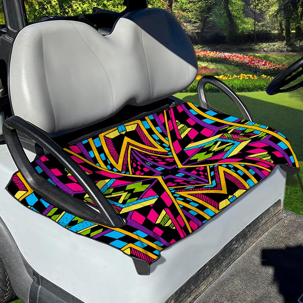 Ethnic Psychedelic Trippy Print Golf Cart Seat Cover