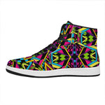 Ethnic Psychedelic Trippy Print High Top Leather Sneakers