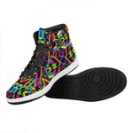 Ethnic Psychedelic Trippy Print High Top Leather Sneakers