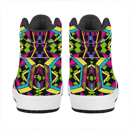 Ethnic Psychedelic Trippy Print High Top Leather Sneakers