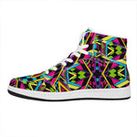 Ethnic Psychedelic Trippy Print High Top Leather Sneakers