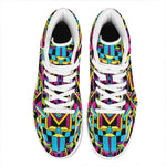 Ethnic Psychedelic Trippy Print High Top Leather Sneakers
