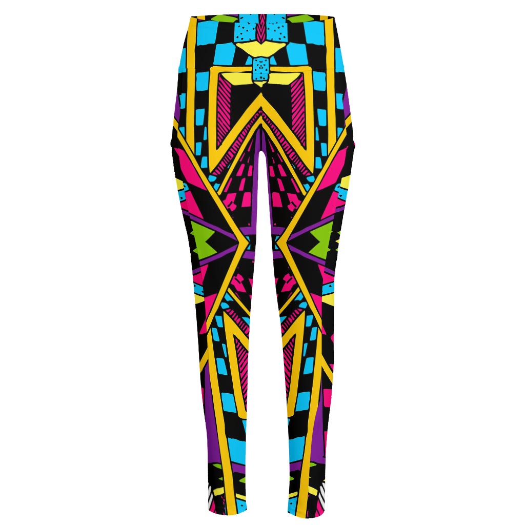Ethnic Psychedelic Trippy Print High-Waisted Pocket Leggings