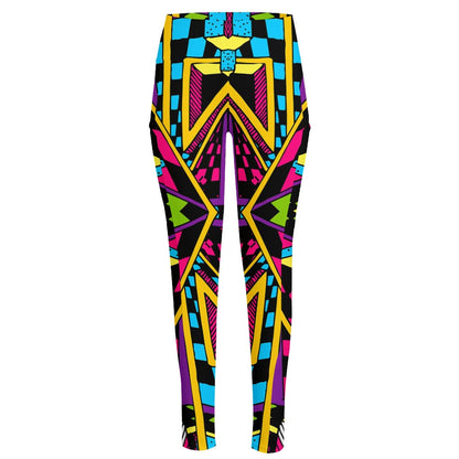 Ethnic Psychedelic Trippy Print High-Waisted Pocket Leggings