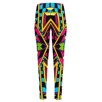 Ethnic Psychedelic Trippy Print High-Waisted Pocket Leggings