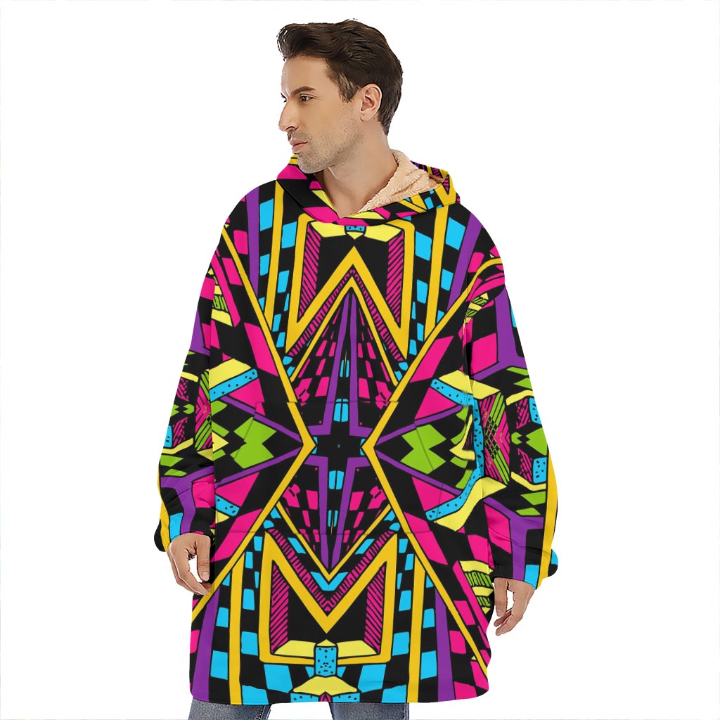 Ethnic Psychedelic Trippy Print Hoodie Blanket