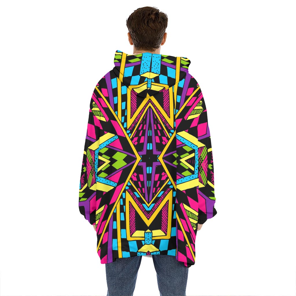 Ethnic Psychedelic Trippy Print Hoodie Blanket