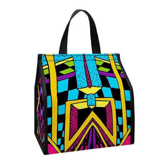 Ethnic Psychedelic Trippy Print Insulated Lunch Tote