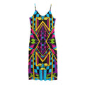 Ethnic Psychedelic Trippy Print Jersey Midi Cami Dress