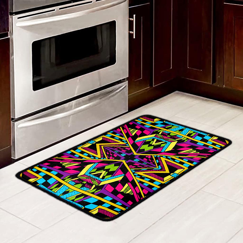 Ethnic Psychedelic Trippy Print Kitchen Mat