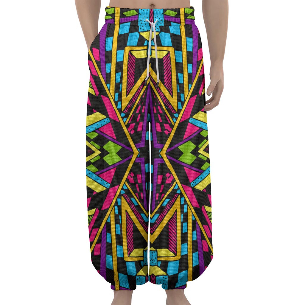 Ethnic Psychedelic Trippy Print Lantern Pants