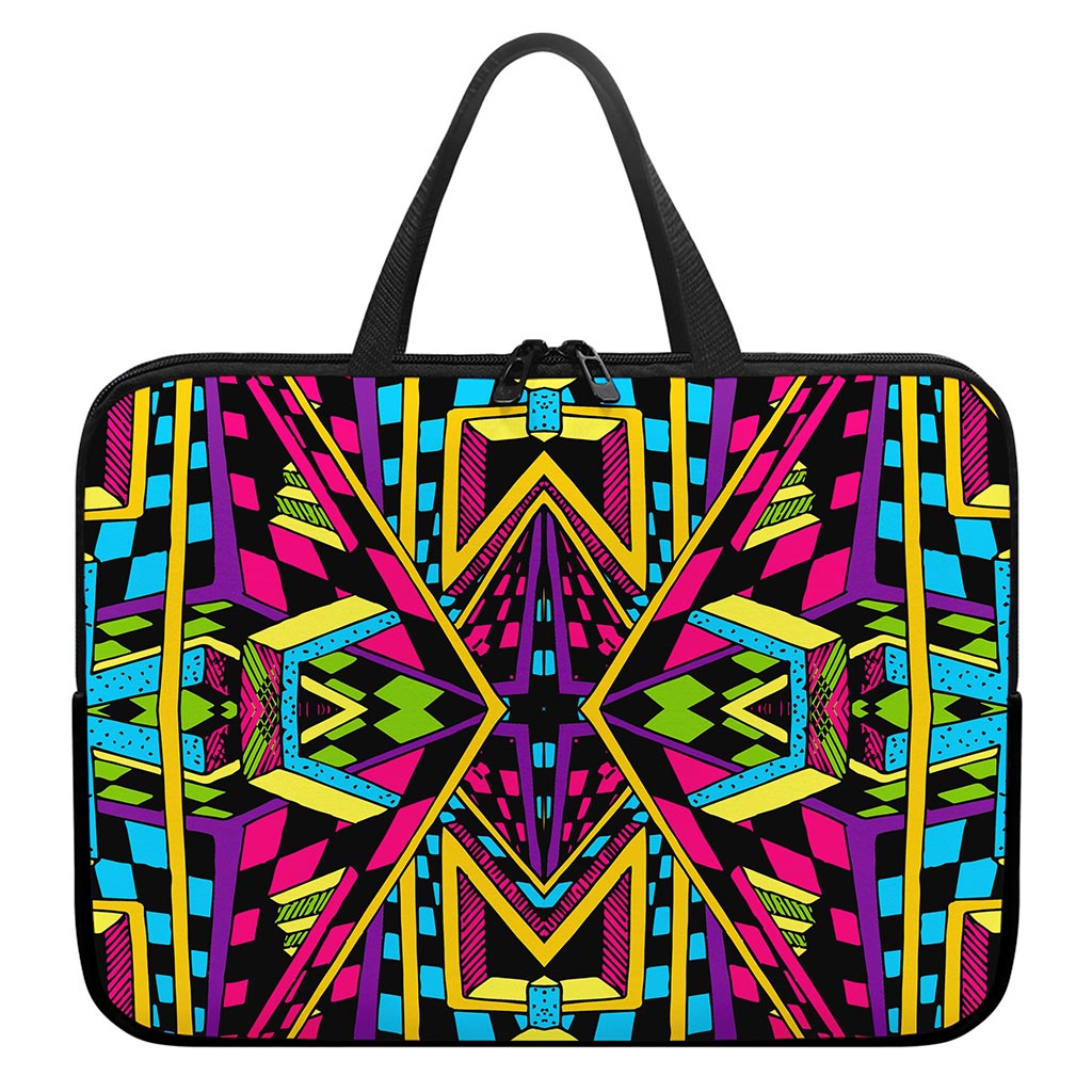 Ethnic Psychedelic Trippy Print Laptop Sleeve With Handle