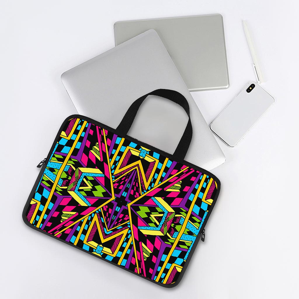 Ethnic Psychedelic Trippy Print Laptop Sleeve With Handle