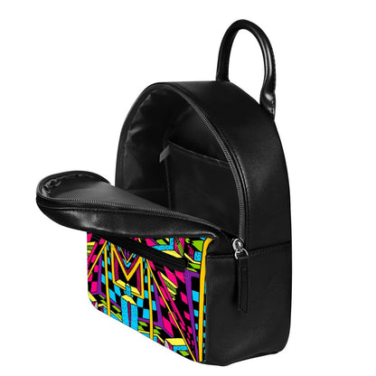 Ethnic Psychedelic Trippy Print Leather Backpack