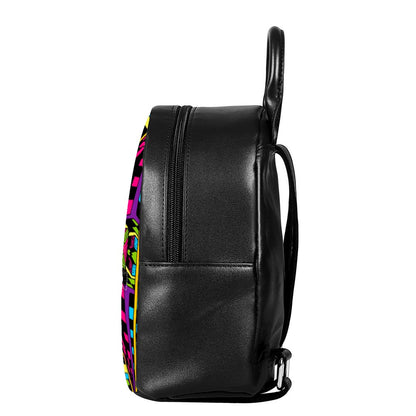 Ethnic Psychedelic Trippy Print Leather Backpack