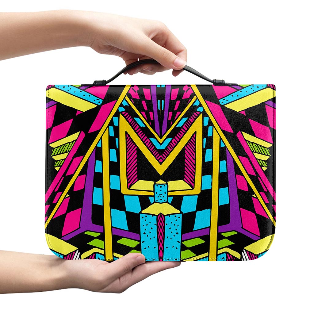 Ethnic Psychedelic Trippy Print Leather Bible Cover