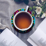 Ethnic Psychedelic Trippy Print Leather Coaster Set
