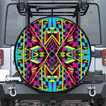 Ethnic Psychedelic Trippy Print Leather Spare Tire Cover