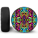 Ethnic Psychedelic Trippy Print Leather Spare Tire Cover