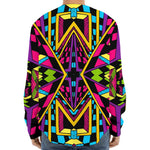 Ethnic Psychedelic Trippy Print Long Sleeve Baseball Jersey