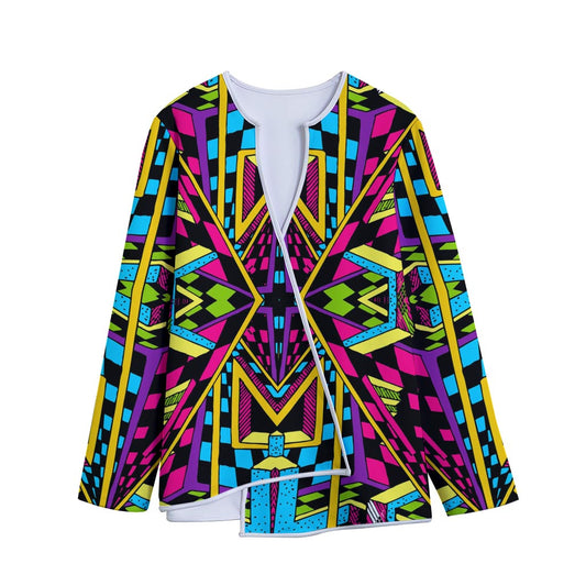 Ethnic Psychedelic Trippy Print Long Sleeve Short Coat