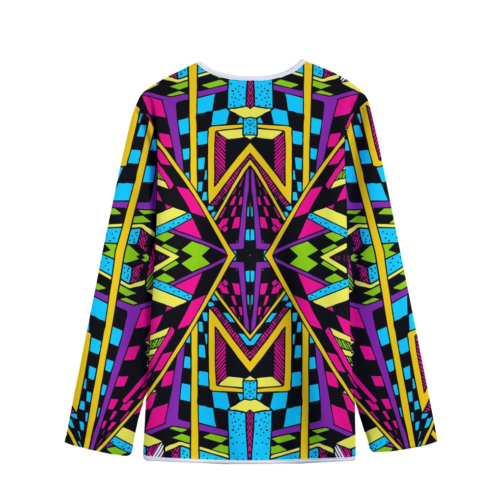 Ethnic Psychedelic Trippy Print Long Sleeve Short Coat
