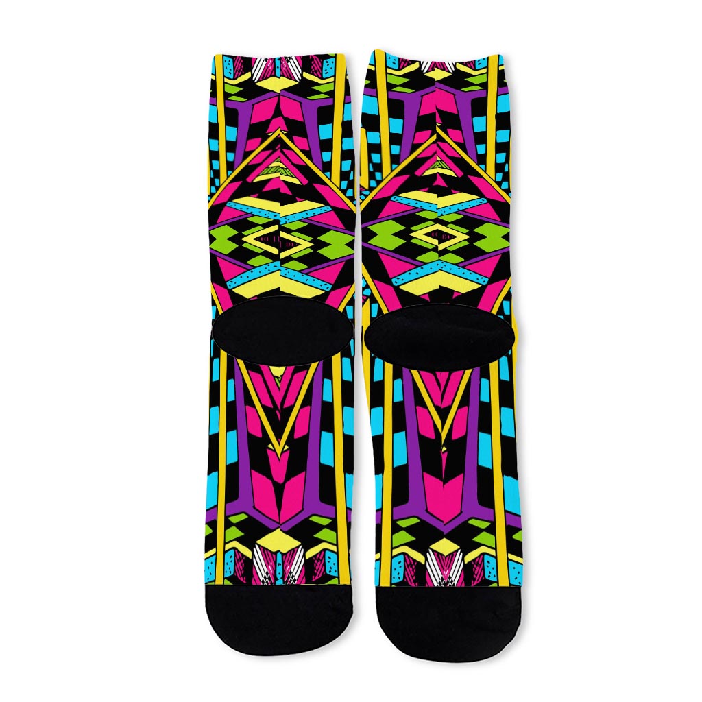 Ethnic Psychedelic Trippy Print Long Socks
