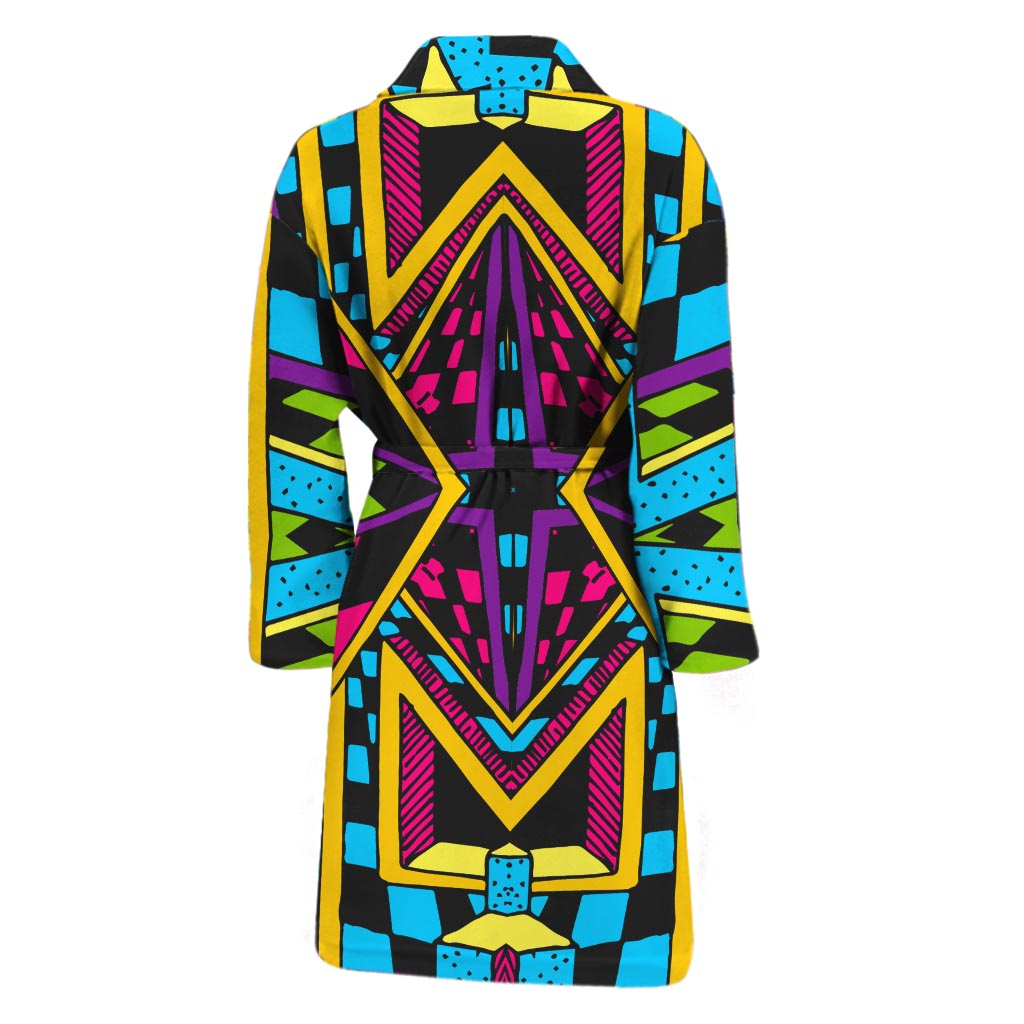 Ethnic Psychedelic Trippy Print Men's Bathrobe