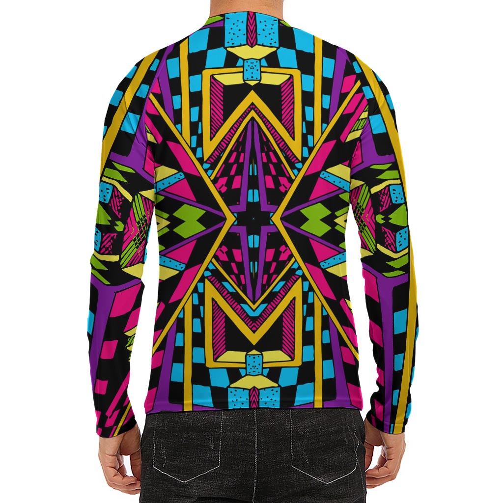 Ethnic Psychedelic Trippy Print Men's Long Sleeve Rash Guard