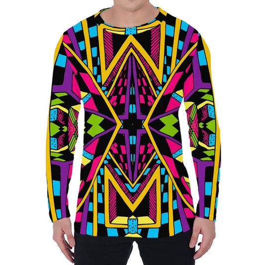 Ethnic Psychedelic Trippy Print Men's Long Sleeve T-Shirt