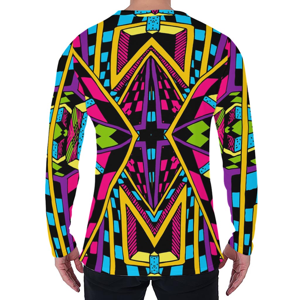Ethnic Psychedelic Trippy Print Men's Long Sleeve T-Shirt