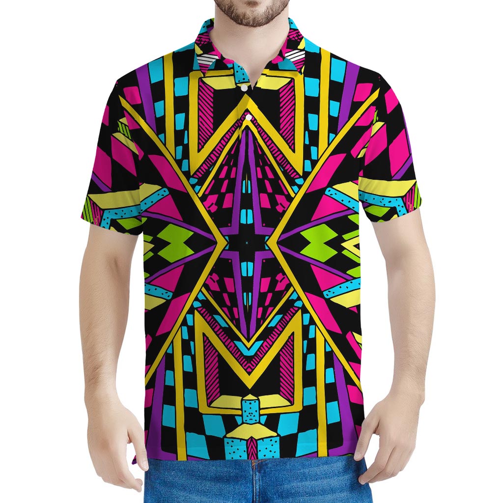 Ethnic Psychedelic Trippy Print Men's Polo Shirt