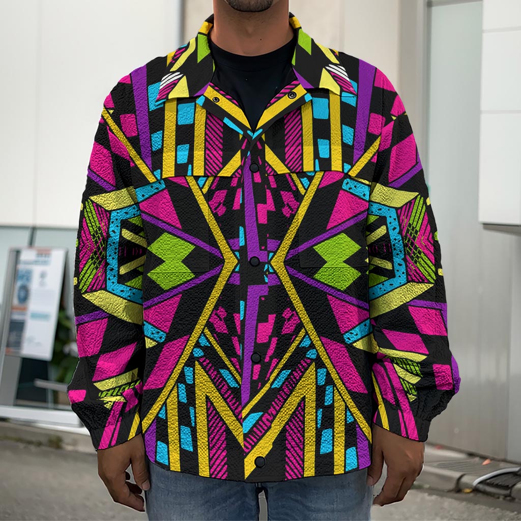 Ethnic Psychedelic Trippy Print Men's Shirt Jacket