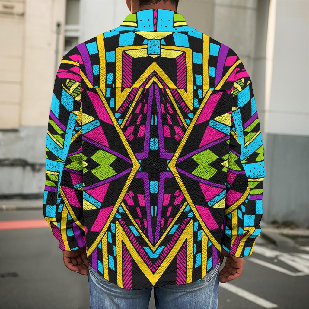 Ethnic Psychedelic Trippy Print Men's Shirt Jacket