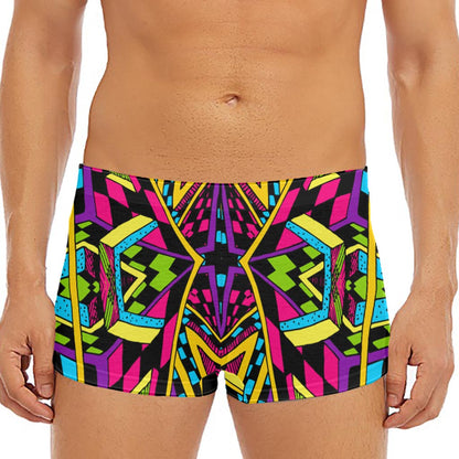 Ethnic Psychedelic Trippy Print Men's Short Boxer Briefs