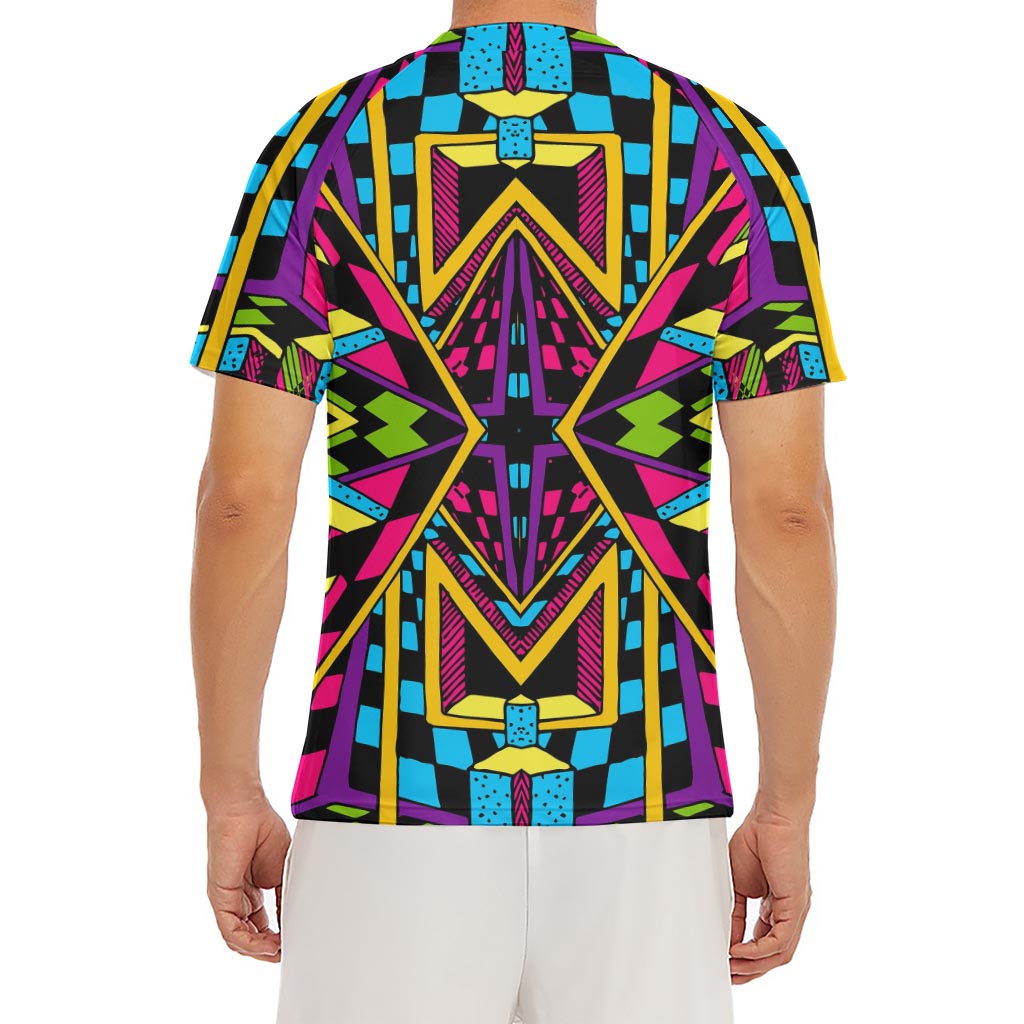 Ethnic Psychedelic Trippy Print Men's Short Sleeve Rash Guard