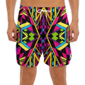 Ethnic Psychedelic Trippy Print Men's Split Running Shorts