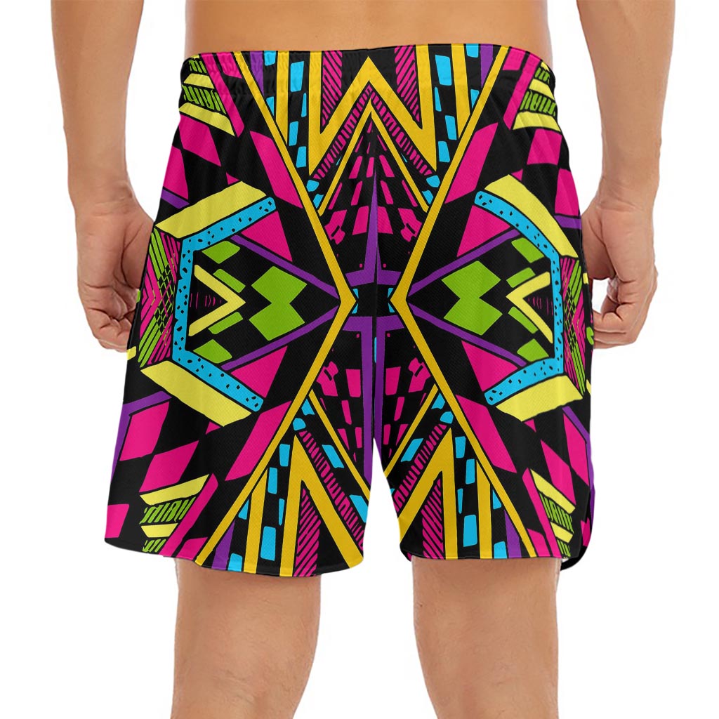 Ethnic Psychedelic Trippy Print Men's Split Running Shorts