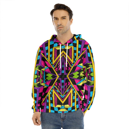 Ethnic Psychedelic Trippy Print Men's Velvet Pullover Hoodie