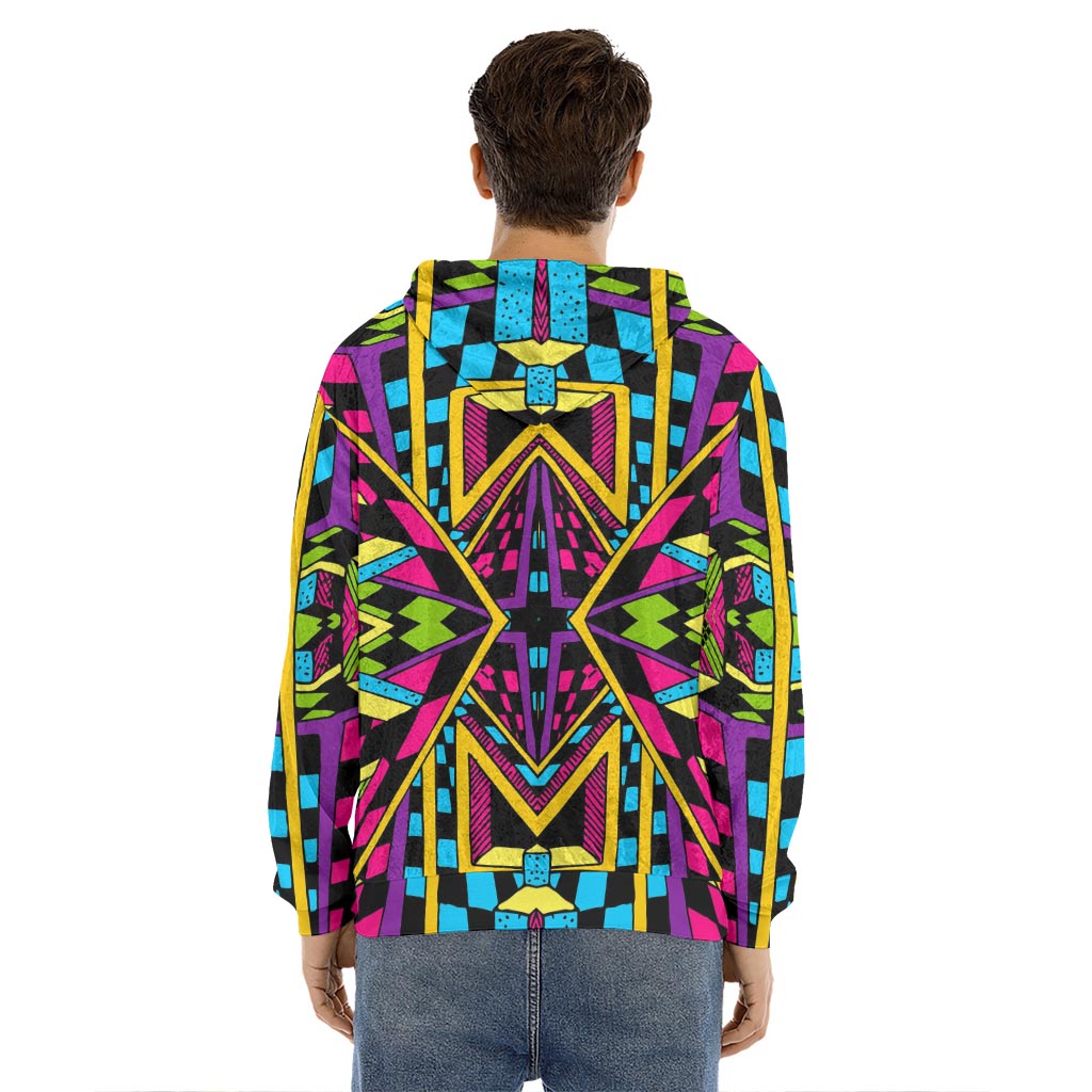 Ethnic Psychedelic Trippy Print Men's Velvet Pullover Hoodie