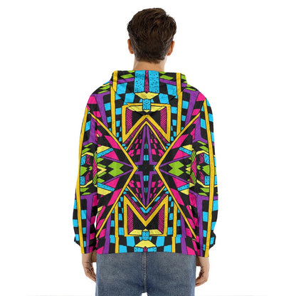 Ethnic Psychedelic Trippy Print Men's Velvet Pullover Hoodie