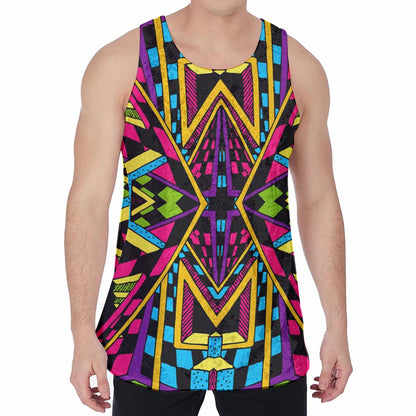 Ethnic Psychedelic Trippy Print Men's Velvet Tank Top