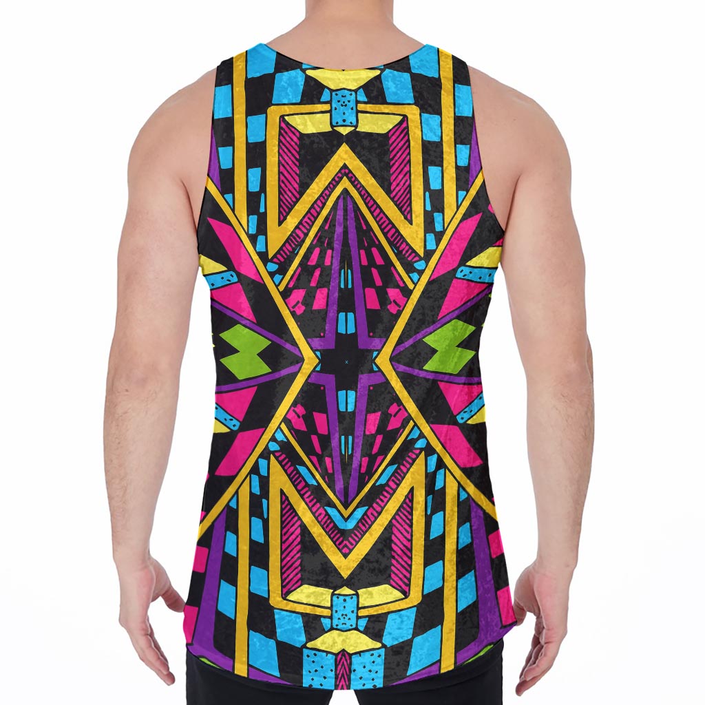 Ethnic Psychedelic Trippy Print Men's Velvet Tank Top