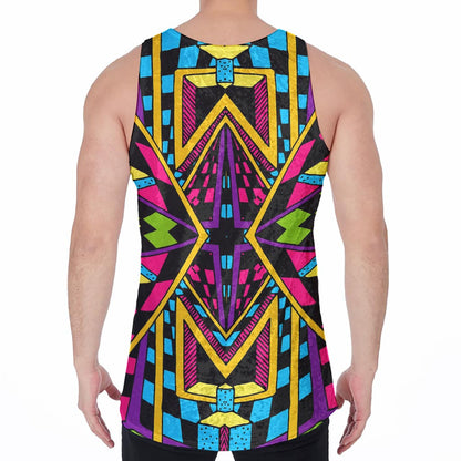Ethnic Psychedelic Trippy Print Men's Velvet Tank Top