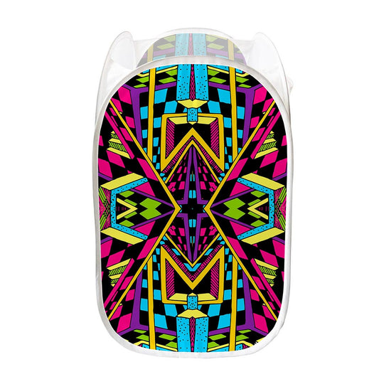 Ethnic Psychedelic Trippy Print Mesh Laundry Hamper