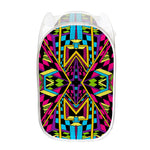 Ethnic Psychedelic Trippy Print Mesh Laundry Hamper
