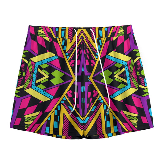 Ethnic Psychedelic Trippy Print Mesh Shorts