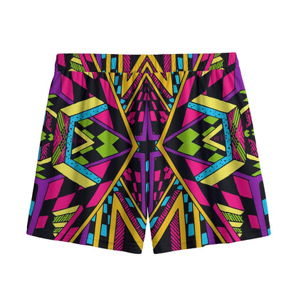 Ethnic Psychedelic Trippy Print Mesh Shorts