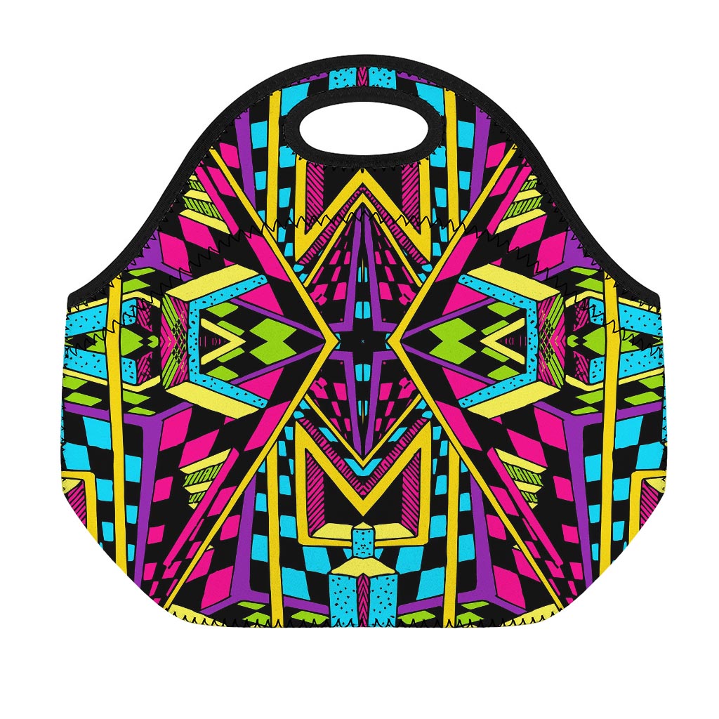 Ethnic Psychedelic Trippy Print Neoprene Lunch Bag